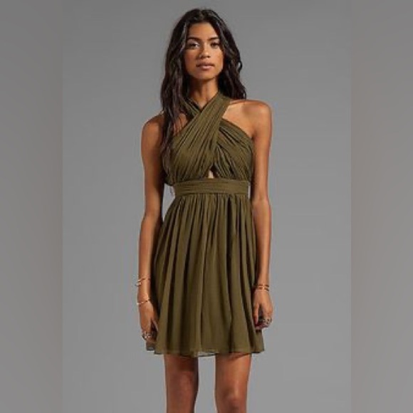 Alice + Olivia Martine Black Halter Neck Pleated Dress new Sz 8 - Picture 1 of 7